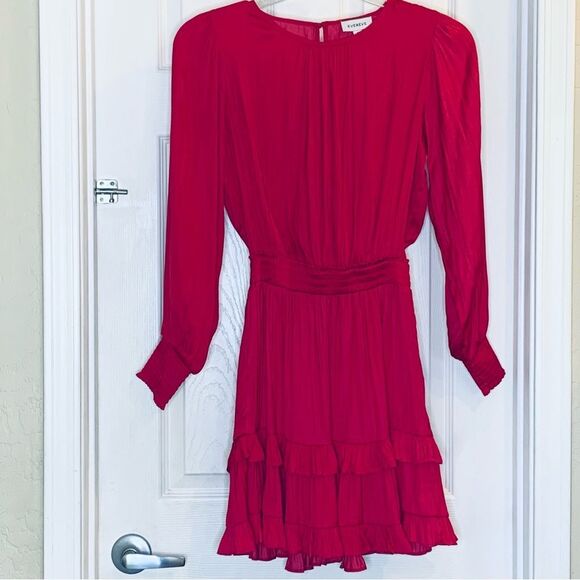 Evereve Hailey Mini Dress Size XS Long Sleeve Ruffle Satin - Picture 4 of 13